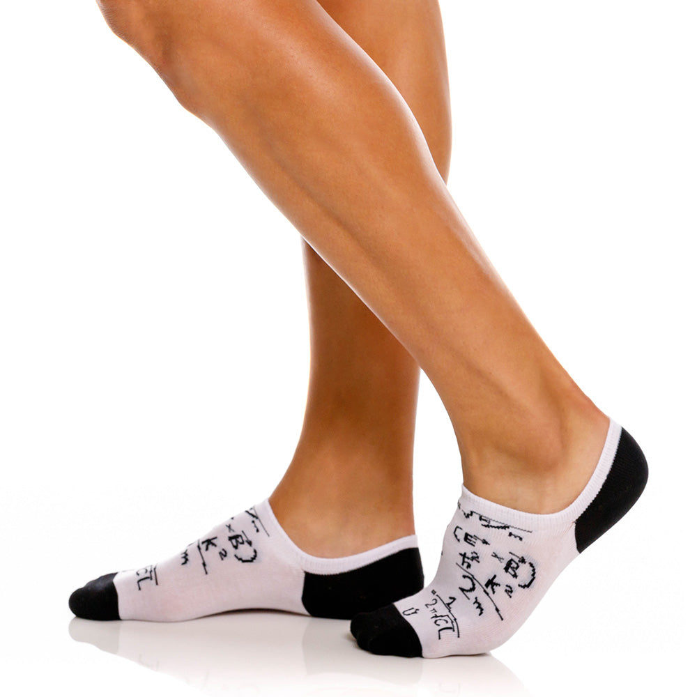 Mundo Unico Kabuki White Math Equation Invisible Socks Detailed View